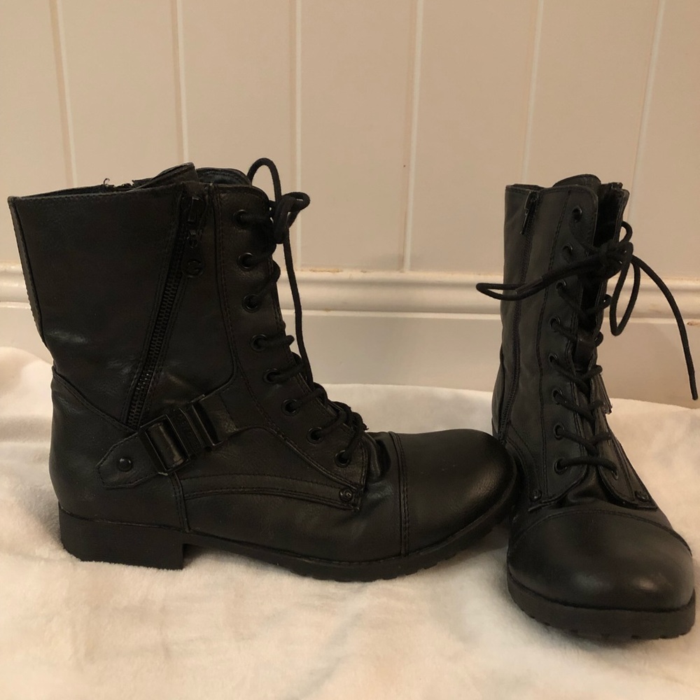 Black combat boots
